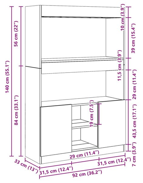 Ντουλάπι Καφέ Δρυς 92x33x140 εκ. από Επεξεργασμένο Ξύλο - Καφέ