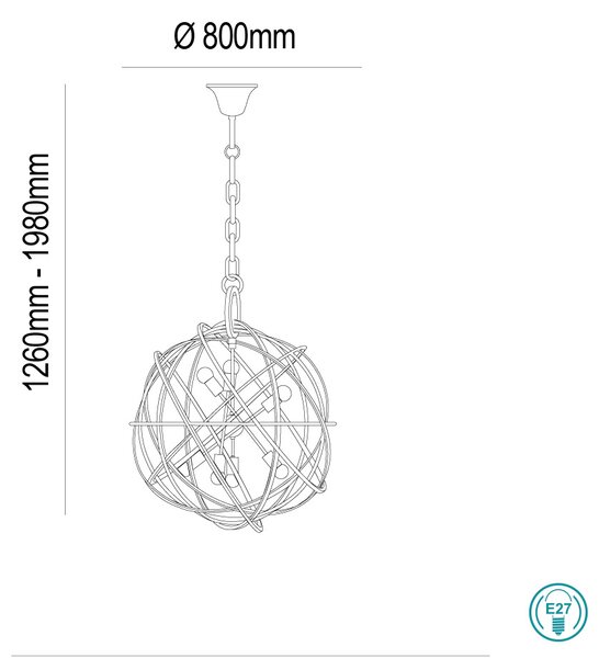 Φωτιστικό Κρεμαστό Ideal Lux Konse SP7 156033 Χρυσό