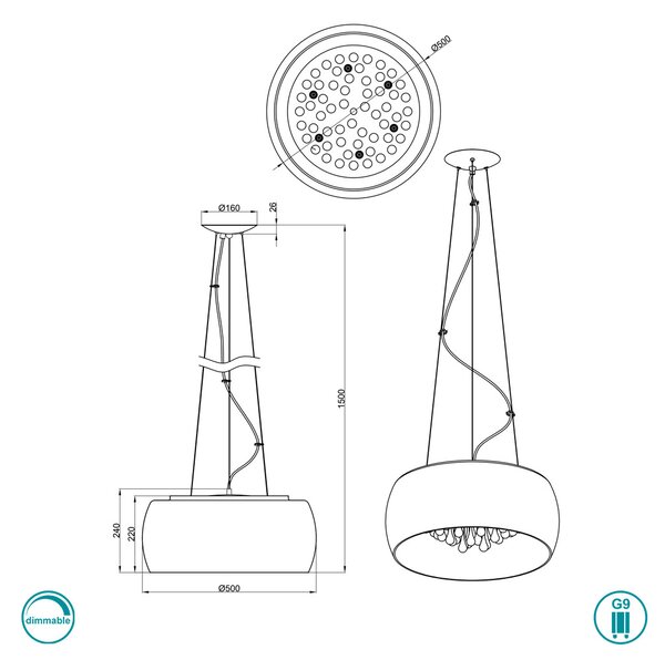 Φωτιστικό Κρεμαστό Trio Lighting Vapore 311210606 D50 Χρώμιο