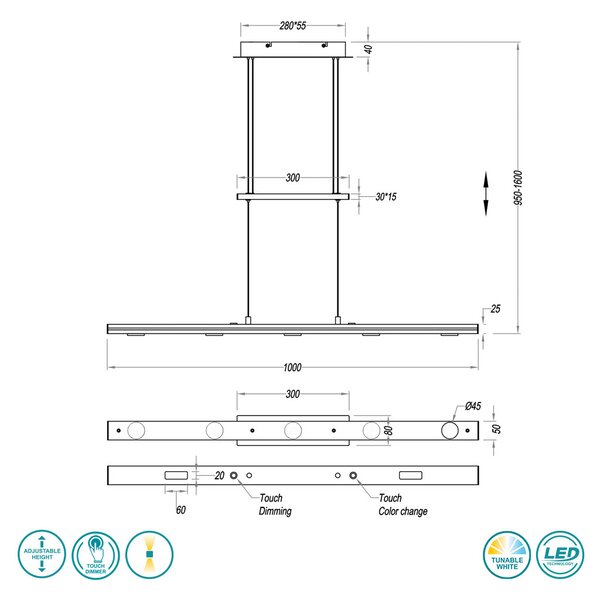 Φωτιστικό Κρεμαστό Ράγα Trio Lighting Lacal 379190707