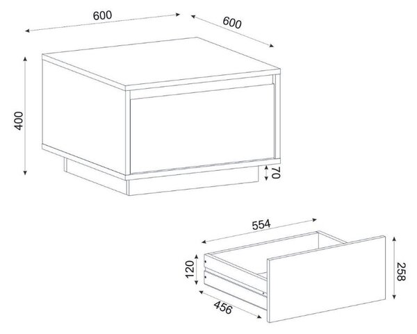 Τραπεζάκι σαλονιού Pura Megapap χρώμα sapphire oak 60x60x40εκ