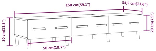 VidaXL Έπιπλο Τηλεόρασης Καπνιστή Δρυς 150x34,5x30 εκ. Επεξεργ. Ξύλο