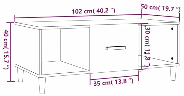 VidaXL Τραπεζάκι Σαλονιού Καπνιστή Δρυς102x50x40εκ.Επεξεργασμ.Ξύλο