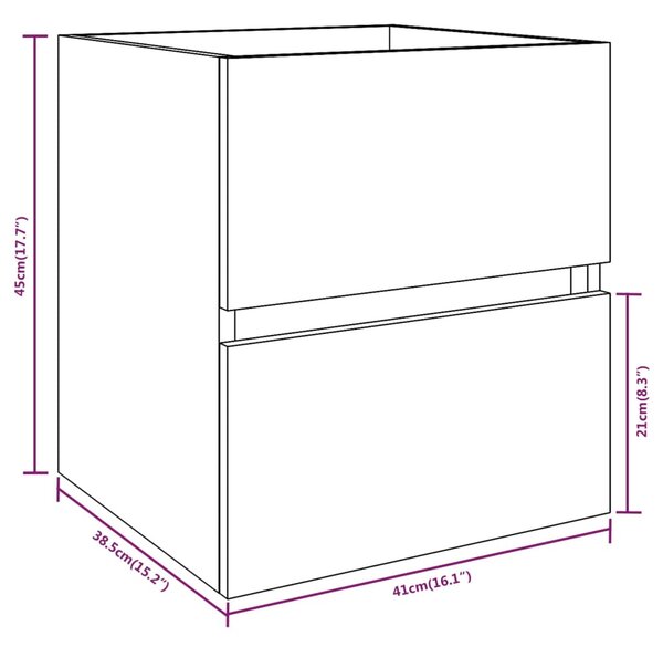 VidaXL Ντουλάπι Νιπτήρα Καφέ δρυς 41 x 38,5 x 45 εκ. Επεξεργ. Ξύλο