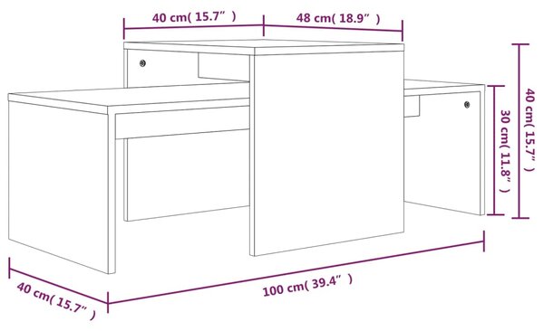 VidaXL Τραπεζάκια Σαλονιού Σετ Καπν. Δρυς 100x48x40 εκ. Επεξεργ. Ξύλο