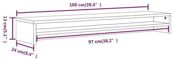 VidaXL Βάση Οθόνης Γκρι Sonoma 100x24x13 εκ. από Επεξεργασμένο Ξύλο