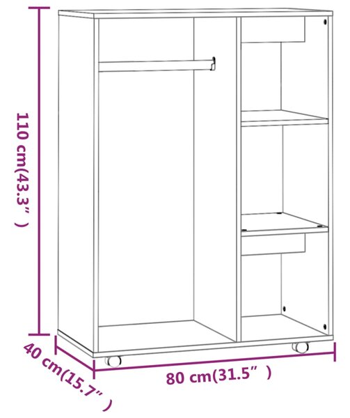 VidaXL Ντουλάπα Γκρι Sonoma 80 x 40 x 110 εκ. από Επεξεργασμένο Ξύλο