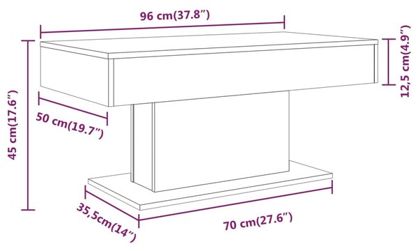 VidaXL Τραπεζάκι Σαλονιού Καφέ Δρυς 96x50x45 εκ. Επεξεργασμένο Ξύλο