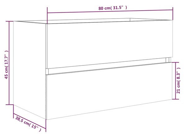 VidaXL Ντουλάπι Νιπτήρα Καπνιστή Δρυς 80x38,5x45 εκ. Επεξεργ. Ξύλο