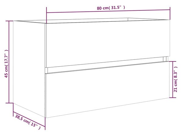 VidaXL Ντουλάπι Νιπτήρα Καφέ Δρυς 80x38,5x45 εκ. Επεξεργασμένο Ξύλο