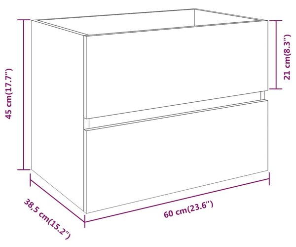 VidaXL Ντουλάπι Νιπτήρα Γκρι Sonoma 60x38,5x45 εκ. Επεξεργασμένο Ξύλο