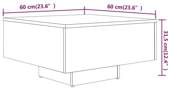 VidaXL Τραπεζάκι Σαλονιού Γκρι Sonoma 60x60x31,5 εκ. από Επεξεργ. Ξύλο