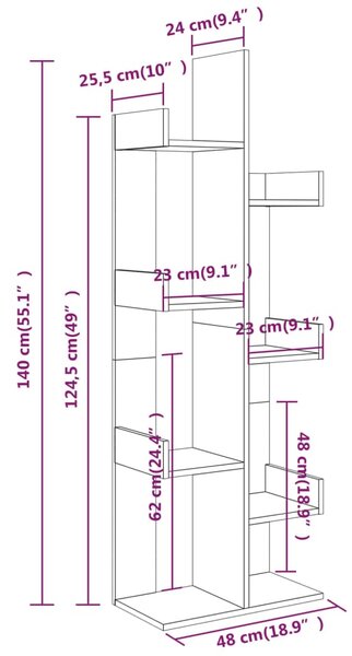 VidaXL Βιβλιοθήκη Γκρι Sonoma 48x25,5x140 εκ. από Επεξεργασμένο Ξύλο