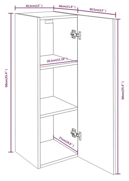 VidaXL Έπιπλα Τηλεόρασης 4 τεμ. Καφέ Δρυς 30,5x30x90 εκ. Επεξ. Ξύλο