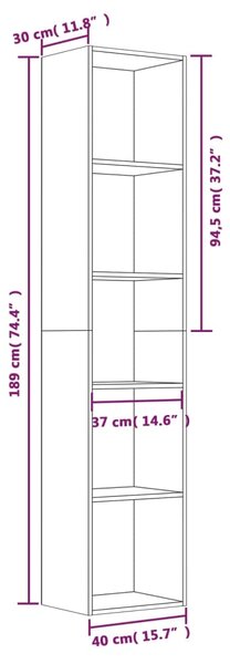 VidaXL Βιβλιοθήκη Καφέ Δρυς 40 x 30 x 189 εκ. από Επεξεργασμένο Ξύλο