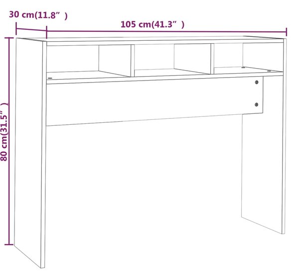 VidaXL Τραπέζι Κονσόλα Γκρι Sonoma 105x30x80 εκ. Επεξεργασμένο Ξύλο