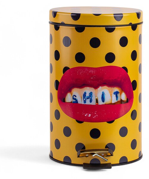 Seletti - Shit Toiletpaper Home Dustbin Ø 20,5xH27,5 Κίτρινο/Μαύρο/Multicolor Seletti