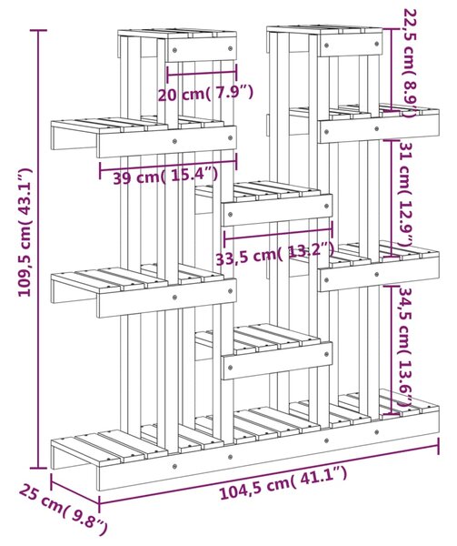 VidaXL Βάση Γλάστρας Γκρι 104,5 x 25 x 109,5 εκ. από Μασίφ Ξύλο Πεύκου