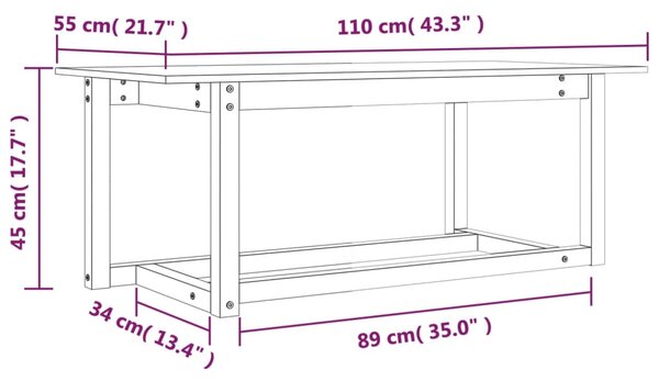 VidaXL Τραπεζάκι Σαλονιού Λευκό 110x55x45 εκ. από Μασίφ Ξύλο Πεύκου