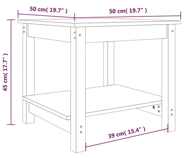 VidaXL Τραπεζάκι Σαλονιού Μαύρο 50 x 50 x 45 εκ. από Μασίφ Ξύλο Πεύκου