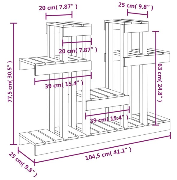 VidaXL Βάση Γλάστρας 104,5 x 25 x 77,5 εκ. από Μασίφ Ξύλο Πεύκου