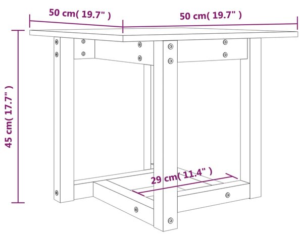 VidaXL Τραπεζάκι Σαλονιού 50 x 50 x 45 εκ. από Μασίφ Ξύλο Πεύκου