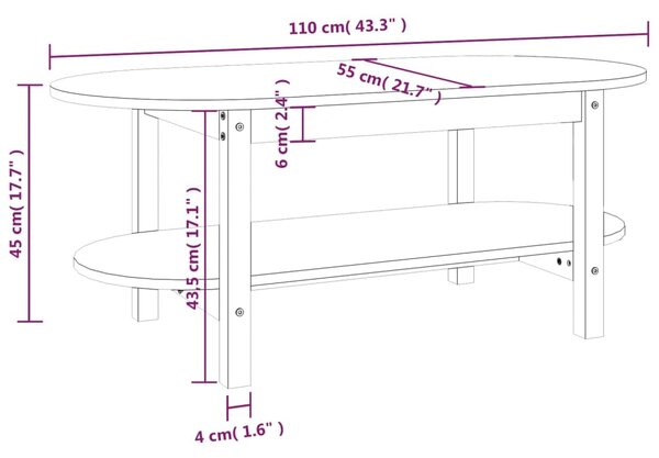 VidaXL Τραπεζάκι Σαλονιού Γκρι 110 x 55 x 45 εκ. από Μασίφ Ξύλο Πεύκου