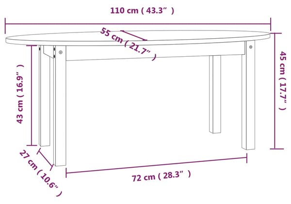 VidaXL Τραπεζάκι Σαλονιού Καφέ Μελί 110x55x45 εκ. Μασίφ Ξύλο Πεύκου