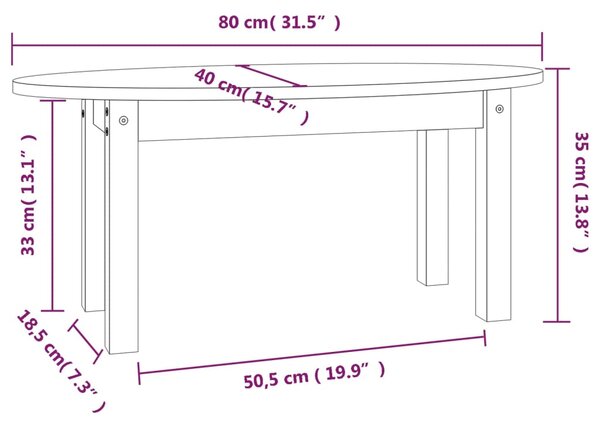 VidaXL Τραπεζάκι Σαλονιού Μαύρο 80x40x35 εκ. από Μασίφ Ξύλο Πεύκου