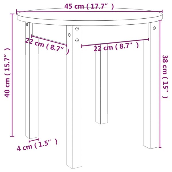 VidaXL Τραπεζάκι Σαλονιού Λευκό Ø 45x40 εκ. από Μασίφ Ξύλο Πεύκου