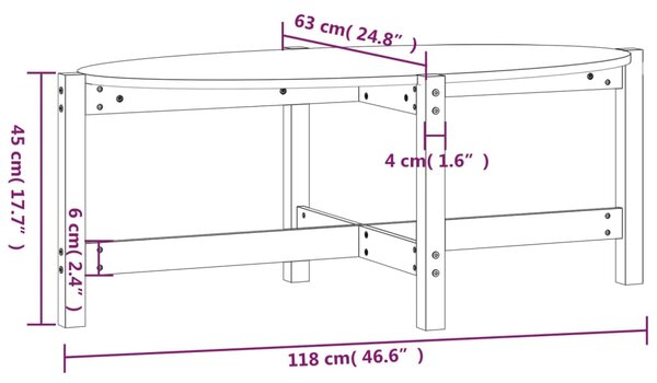 VidaXL Τραπεζάκι Σαλονιού Μαύρο 118x63x45 εκ. από Μασίφ Ξύλο Πεύκου