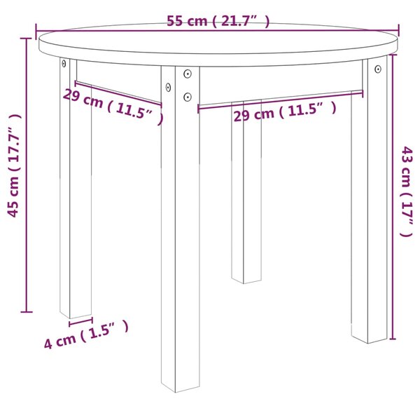VidaXL Τραπεζάκι Σαλονιού Ø 55 x 45 εκ. από Μασίφ Ξύλο Πεύκου