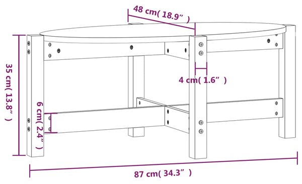 VidaXL Τραπεζάκι Σαλονιού 87 x 48 x 35 εκ. από Μασίφ Ξύλο Πεύκου