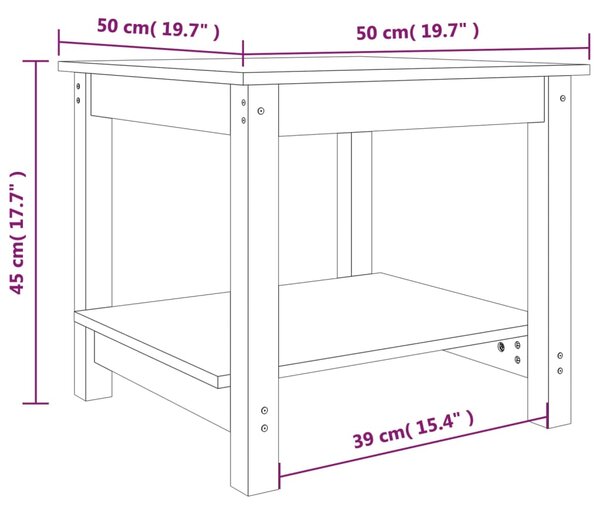 VidaXL Τραπεζάκι Σαλονιού 50 x 50 x 45 εκ. από Μασίφ Ξύλο Πεύκου