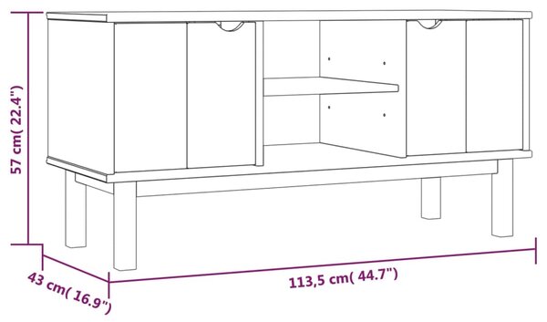 VidaXL Έπιπλο Τηλεόρασης OTTA 113,5 x 43 x 57 εκ. Μασίφ Ξύλο Πεύκου