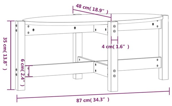 VidaXL Τραπεζάκι Σαλονιού Μαύρο 87x48x35 εκ. από Μασίφ Ξύλο Πεύκου