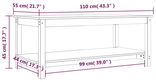 VidaXL Τραπεζάκι Σαλονιού Λευκό 110x55x45 εκ. από Μασίφ Ξύλο Πεύκου