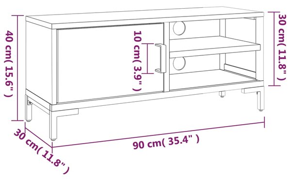 VidaXL Έπιπλο Τηλεόρασης Καφέ 90 x 30 x 40 εκ. από Μασίφ Ξύλο Πεύκου