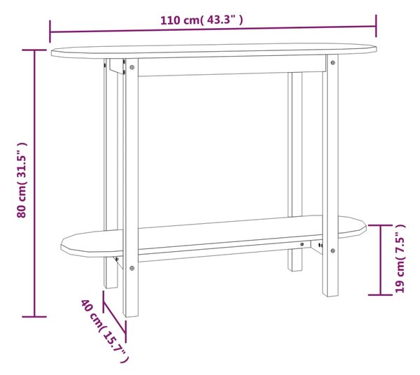 VidaXL Τραπέζι Κονσόλα Γκρί 110 x 40 x 80 εκ. από Μασίφ Ξύλο Πεύκου