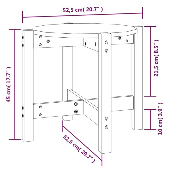 VidaXL Τραπεζάκι Σαλονιού Μαύρο Ø 52,5x45 εκ. από Μασίφ Ξύλο Πεύκου