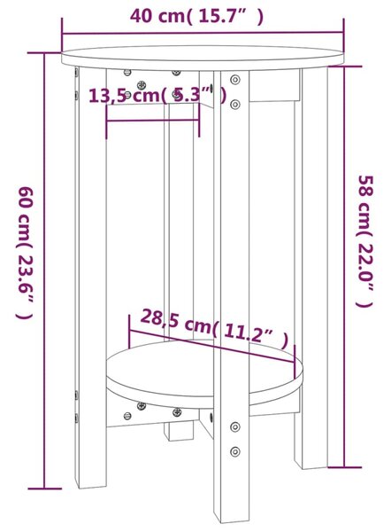 VidaXL Τραπεζάκι Σαλονιού Μαύρο Ø 40x60 εκ από Μασίφ Ξύλο Πεύκου