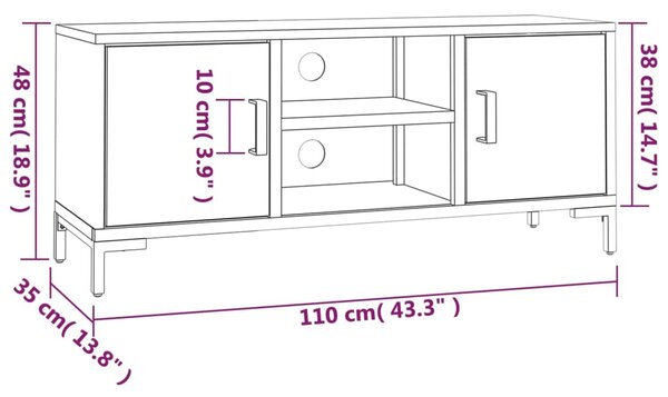 VidaXL Έπιπλο Τηλεόρασης Μαύρο 110 x 35 x 48 εκ. από Μασίφ Ξύλο Πεύκου