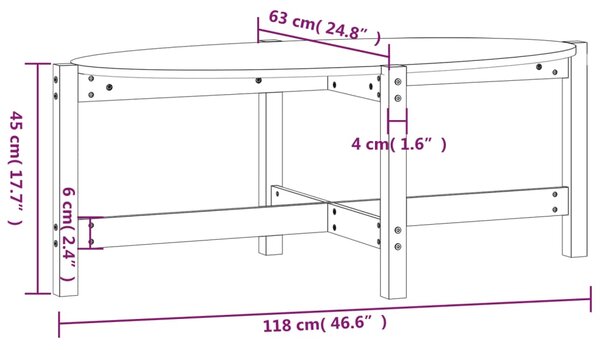 VidaXL Τραπεζάκι Σαλονιού Καφέ Μελί 118x63x45 εκ. Μασίφ Ξύλο Πεύκου