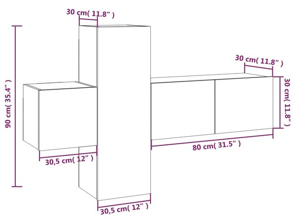 VidaXL Σετ Επίπλων Τηλεόρασης 3 Τεμαχίων Καφέ δρυς Επεξ. Ξύλο
