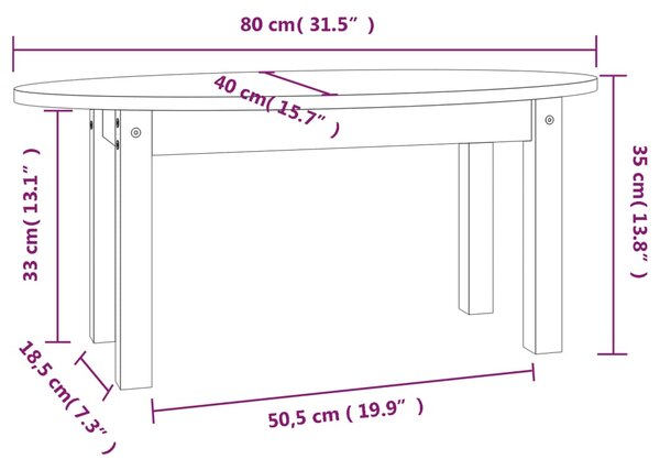 VidaXL Τραπεζάκι Σαλονιού 80 x 40 x 35 εκ. από Μασίφ Ξύλο Πεύκου