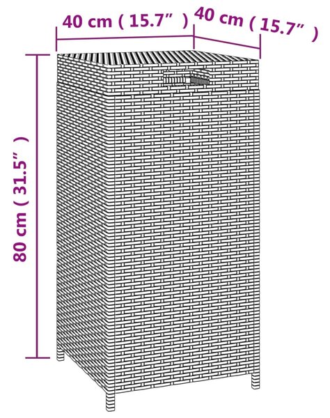 VidaXL Κάδος Απορριμάτων Καφέ 40 x 40 x 80 εκ. από Συνθετικό Ρατάν