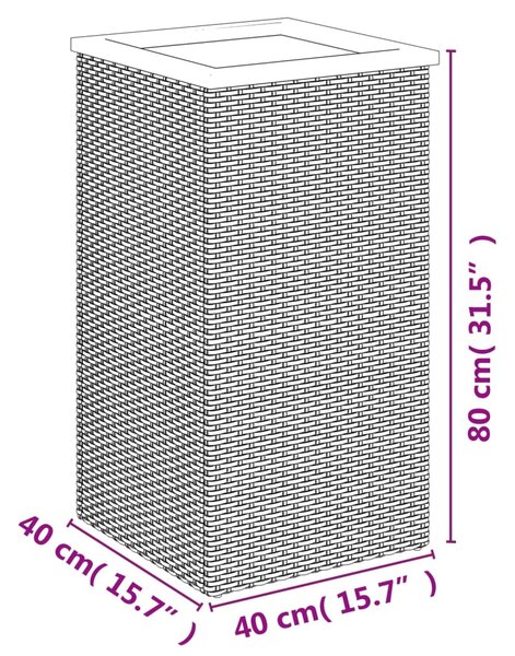 VidaXL Ζαρντινιέρα Μαύρη 40 x 40 x 80 εκ. από Συνθετικό Ρατάν