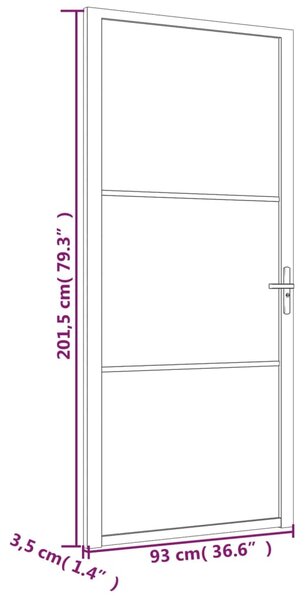 VidaXL Εσωτερική Πόρτα 93x201,5 εκ. Μαύρη ESG Γυαλί και Αλουμίνιο