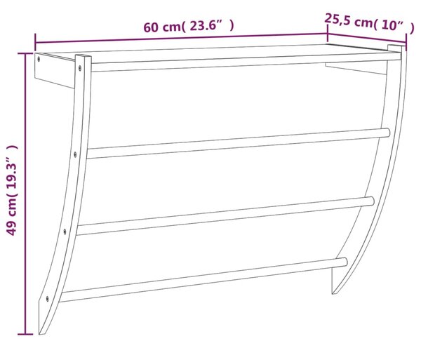 VidaXL Κρεμάστρα για Πετσέτες 60x25,5x49 εκ. από Μασίφ Ξύλο Καρυδιάς