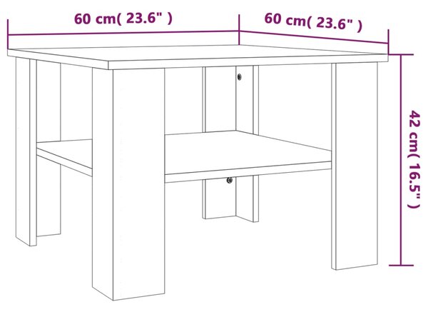 VidaXL Τραπεζάκι Σαλονιού Γκρι Sonoma 60x60x42 εκ. Επεξεργασμένο Ξύλο